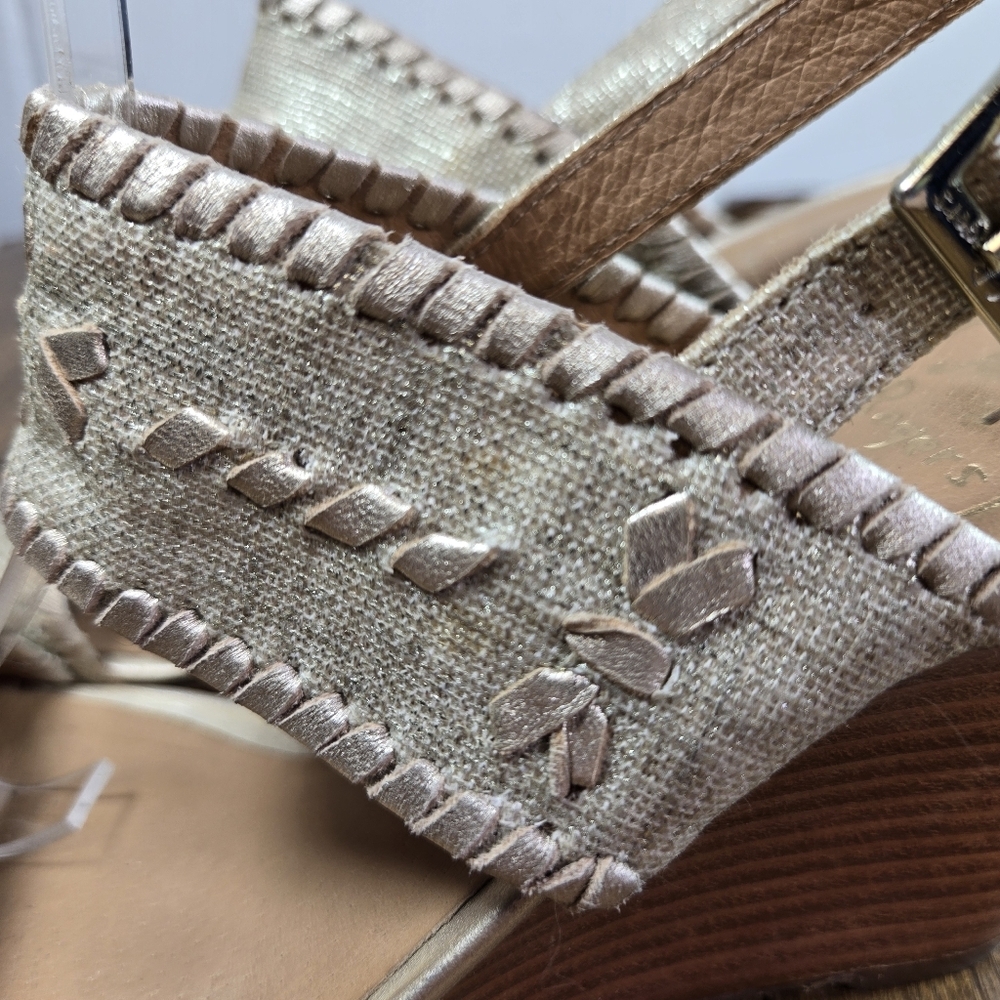 Jack Rogers Vanessa Soft Gold Stacked Wedge Sandals - Picture 12 of 15